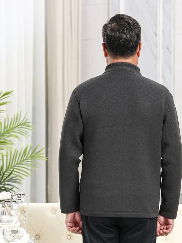 ملابس شتوية من Thiened Fce مبطنة بياقة واقفة من القطن Jaet للرجال في منتصف العمر والأب ملابس مخملية دافئة...