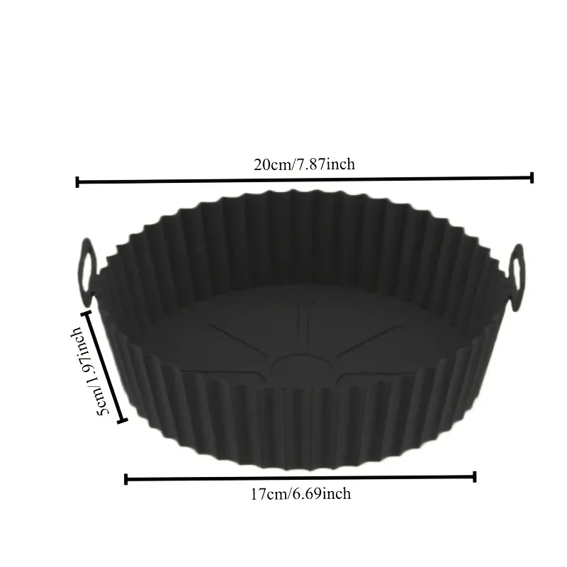 1PC Reusable Airfryer Pan Liner Accessories Silicone Air Fryers Oven Baking Tray Pizza Fried Chicken Airfryer Silicone Basket
