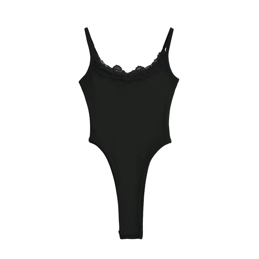 เสื้อชั้นในลูกไม้ Street Sle สำหรับผู้หญิง ทรงเข้ารูป เอวสูง หรือเสื้อท่อนบนแบบเซ็กซี่สำหรับฤดูร้อน ดีไซน์ผ่าข้าง