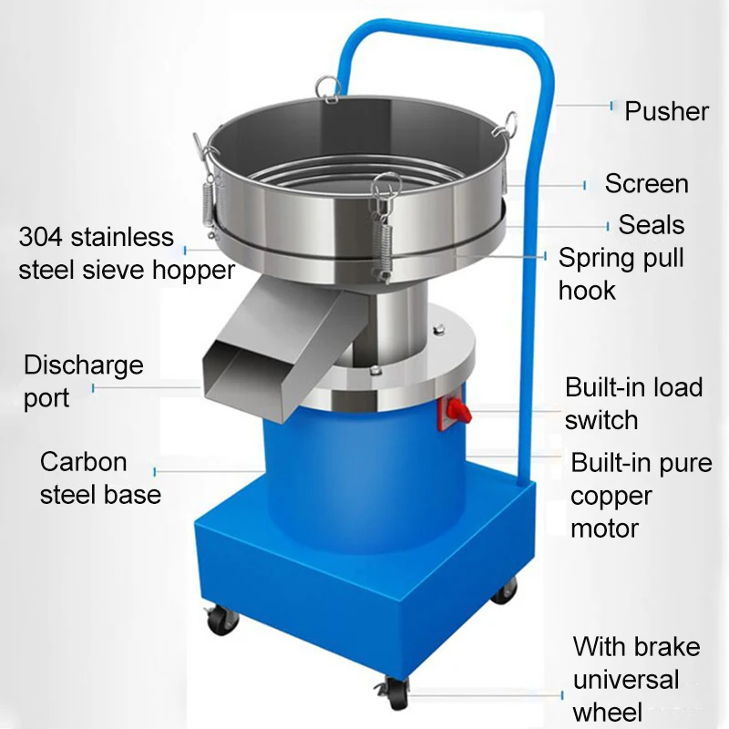 الكهربائية الغذاء غربال تهتز غربال صغير الفولاذ المقاوم للصدأ ماكينة الغربلة مسحوق الطلاء رذاذ ماكينة الغربلة 220 فولت 380 فولت