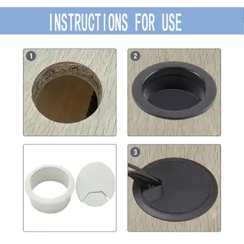 1/2/4 ks Kryt otvoru pro drát, zásuvkový port, stůl, počítač, PC, kulatý kabel, průchodka, držák linky, bílá, černá, červenohnědá, 50 mm/60 mm/80 mm 8 nejlepší prodej kryt otvoru na stole - №6