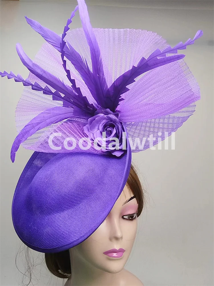 Fashion Flower Fascinator Hat Headband Women Formal Wedding Headwear Ladies Church Occasion Millinery Cap Derby Pillbox Cap