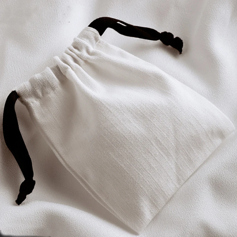 

Подарочные мешочки из хлопкового канваса с узором «ёлочка», с индивидуальным логотипом, роскошные, на завязках, маленькие мешочки для украшений