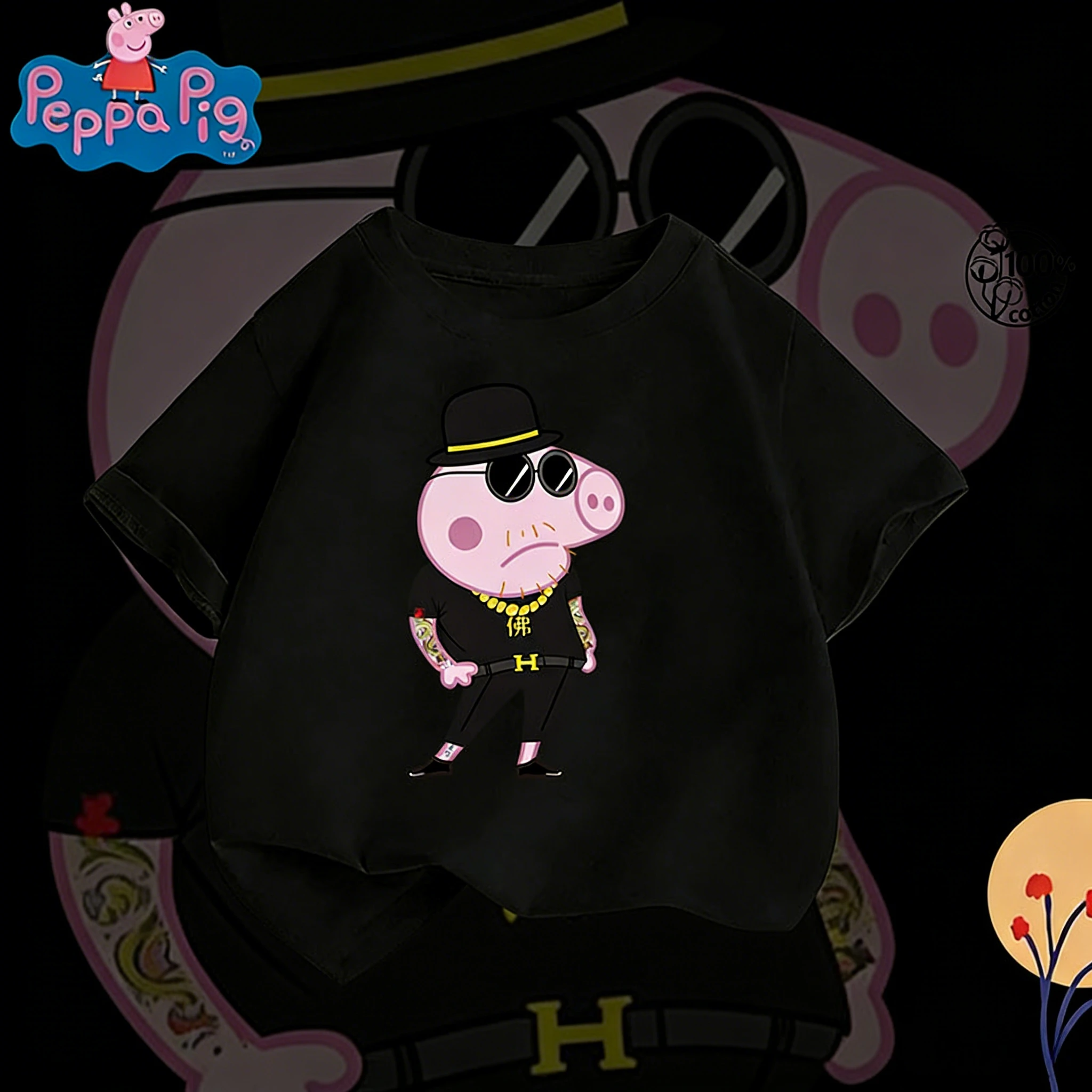 

Peppa Pig 2025-26 Summer Cartoon Graphic 100% Cotton Print Hasbro Brand Children and Unisex T-shirt Casual Loose Breathable Y2k.