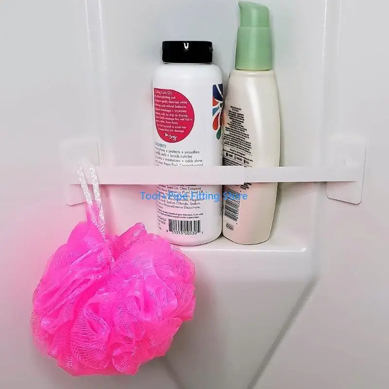 F92B Bathroom Corner Storage Bar on Shower Shelf Holder Expandable RVs Shower Organizers Rack Corner Wall Shelve Fence