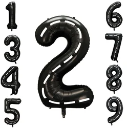 40inch Race Car Birthday Balloons Large Black Number 1 2 3 4 5 6 7 8 9 Foil Balloon for Kids Birthday Race Car Party Decor Suppl