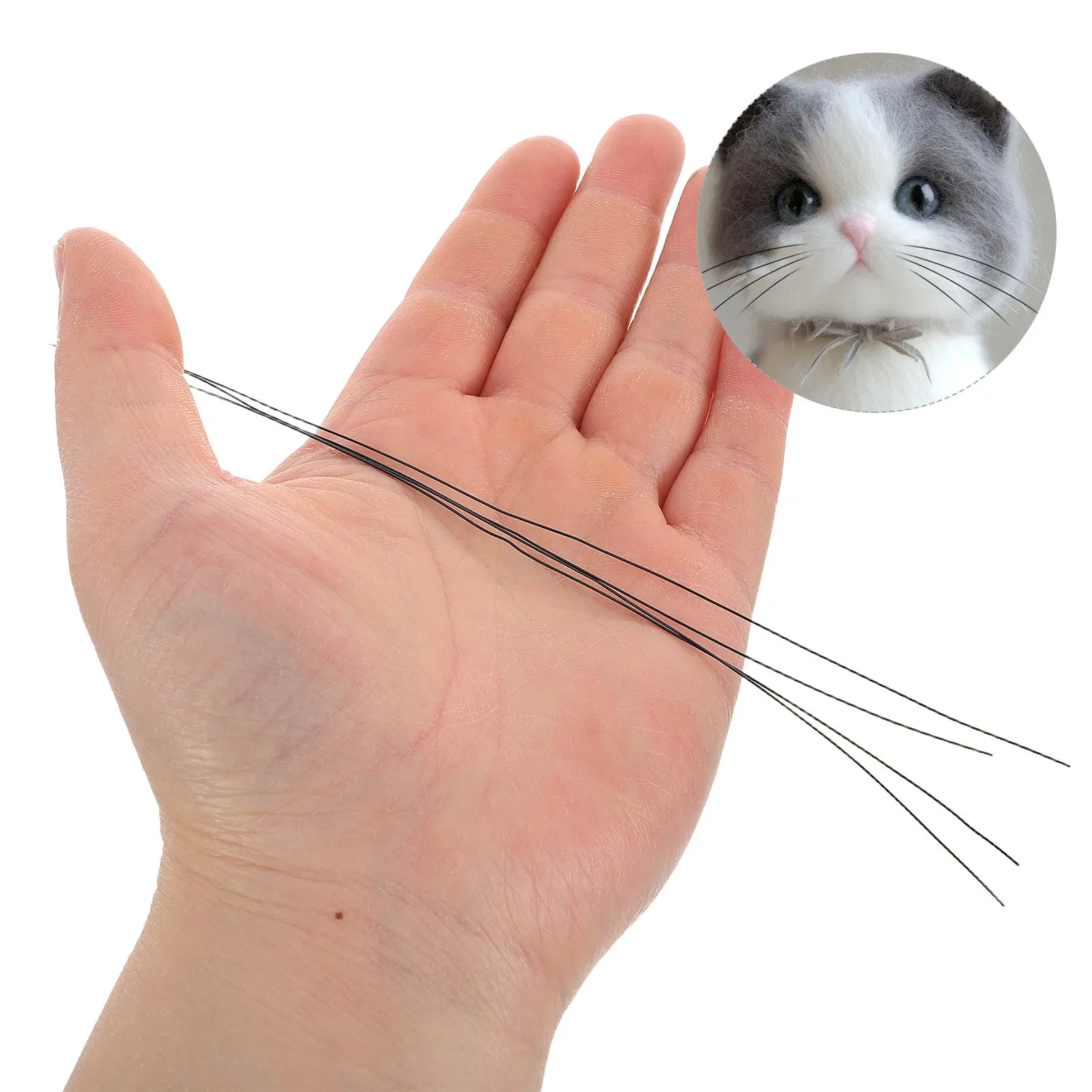 

10Pcs Realistic Fake Cat Whiskers Iron Soft Flexible Animal Whiskers for Felting Crafts Costume Design Stuffed Animals Handmade