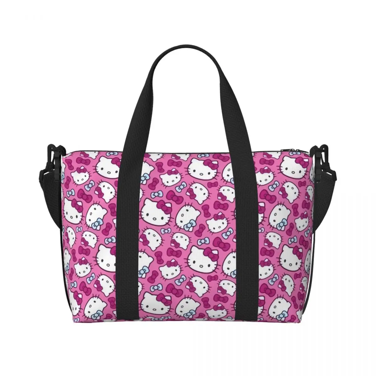 

Custom Cartoon Hello Kitty Sanrio Japan Anime Beach Tote Bag Women Extra Large Gym Carry On Travel Shopping Bags