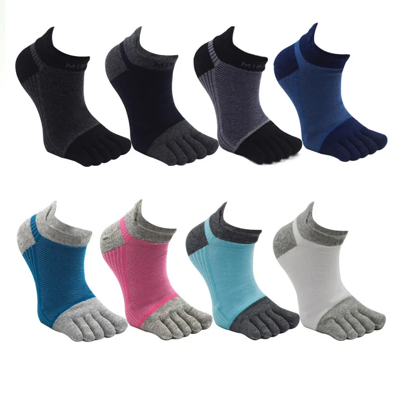 

3 Pairs Ankle Toe Socks Combed Cotton Spring Summer Mesh Athletic Running Socks with Toes Short Men 5 Finger Calcetines EU39-44