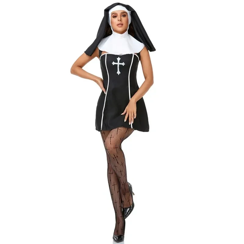Costume d'Halloween 2026 pour couple, pour femmes et hommes, cosplay médiéval, prêtre, nonne, missionnaire, église, religieux, couvent, fête costumée 2UNME