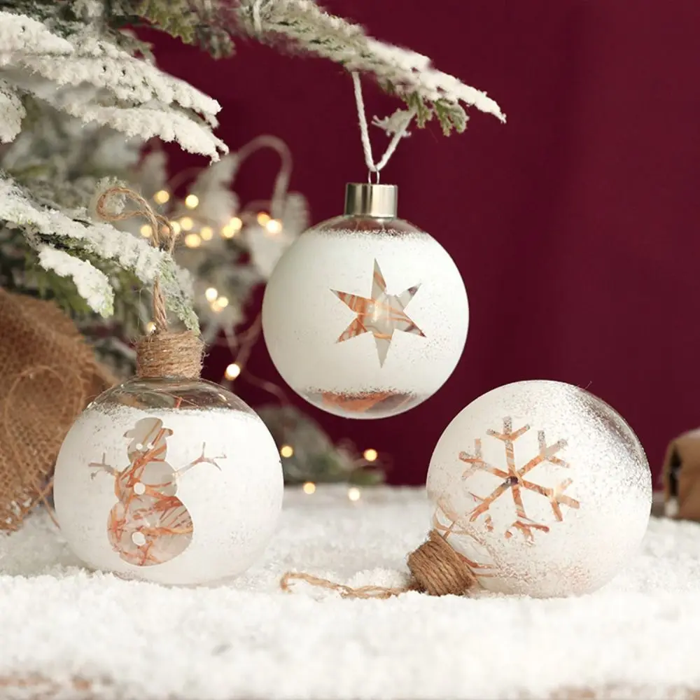 DIY 9CM Kerstboom Decoratie Bal Glas Hangende Kersthanger Witte Sneeuw Feestartikelen Kerst Ornamenten Nieuwjaar