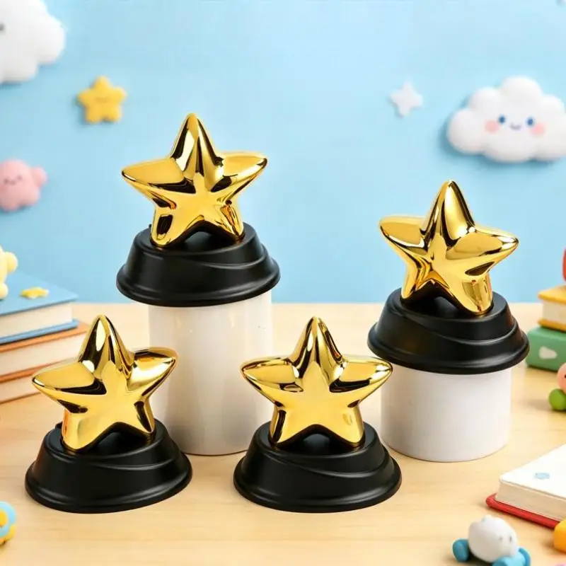 Mini Star Trophy Award Cup Gold Plastic Trophies For Kids School Competition Ceremony Student Awards Reward Souvenir