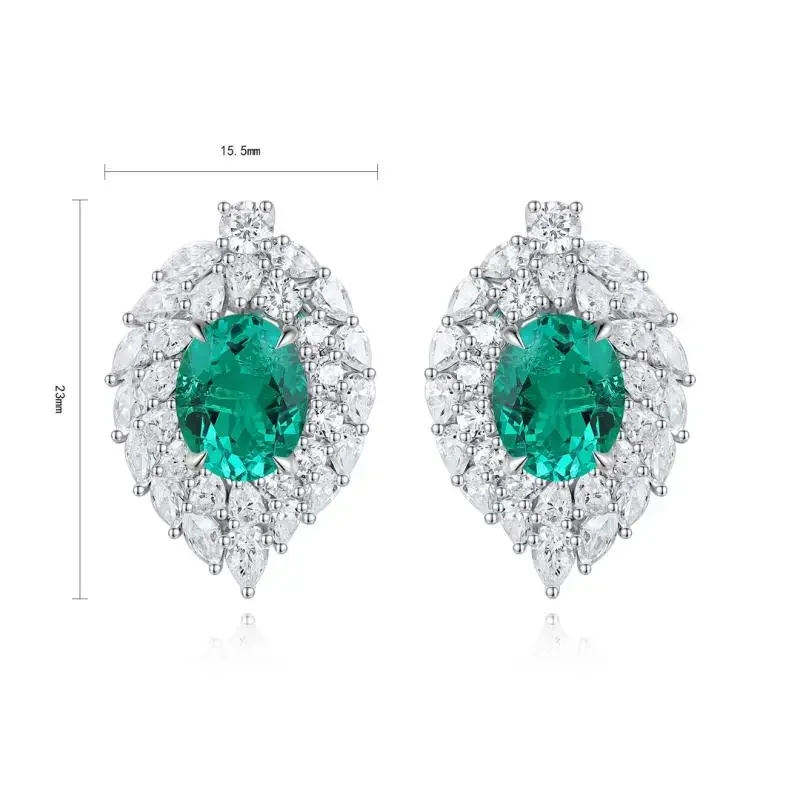 

RUIF 2024 Luxury S925 Silver Main Stone 3.21ct Lad Grown Emerald Earrings for Women Daily Anniversary Party