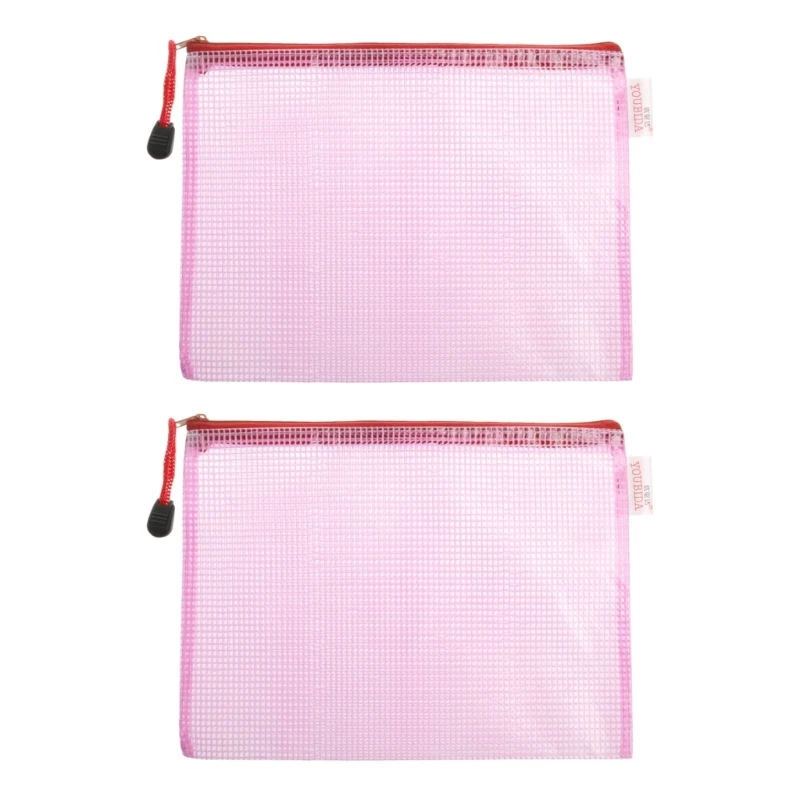 2pcs Mesh Zipper Document Bag Waterproof File Folders A3for School Office Supplies Pencil Case Storage Bags 2pcs