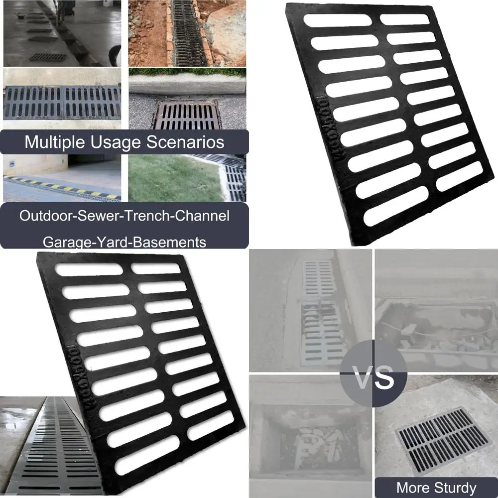 

Heavy-Duty 20x16 Cast Iron Outdoor Drain Cover, C-Class Sewer Grate for Driveways and Yards