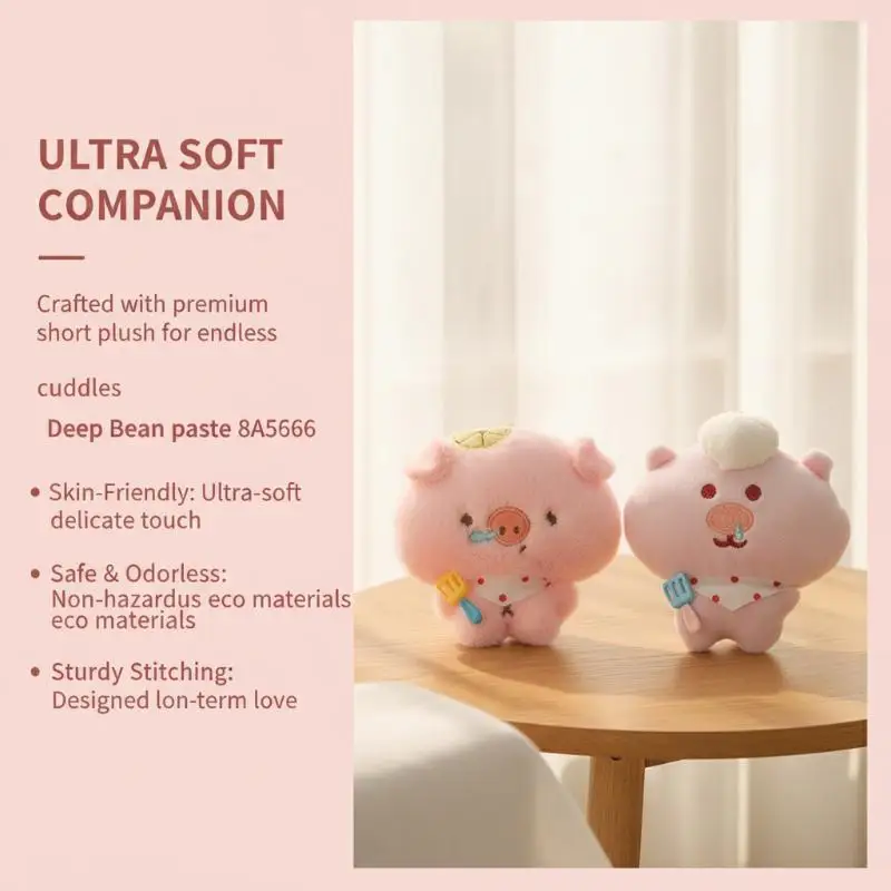 Plush Stuffed Piggy Keychain Cute Creative Doll Bag Charm 1PC Adorable Decor Ornament for Student Graduation Gift Purse Handbag