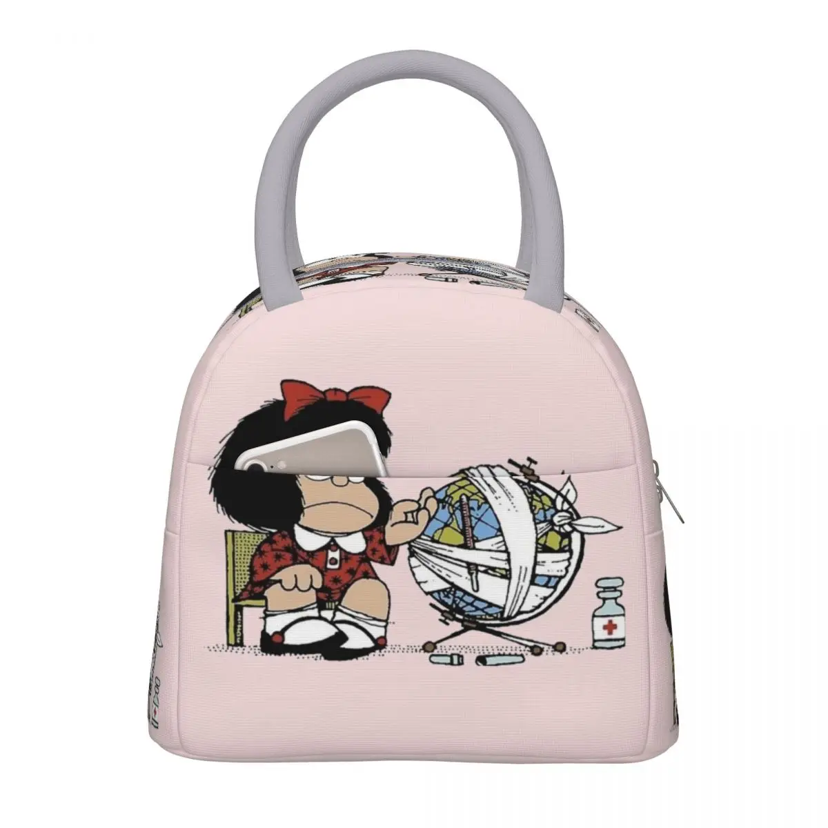 

Lovely Mafalda Quino Thermal Insulated Lunch Bags for School Portable Food Container Bags Cooler Thermal Lunch Boxes