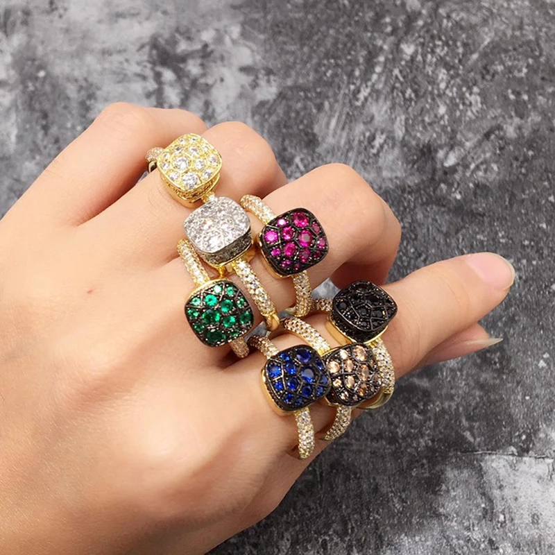 

Crystal Ring Plating Coat with 7 kinds of stone Zircon Crystal Honeycomb Ring For Women Birthday Gifts Jewelry