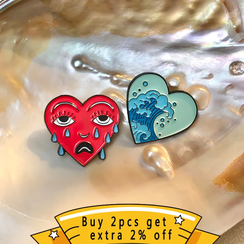 Death Smile Skull Enamel Pin Horror Hand Sea Wave Badge Jewelry Halloween Gift Brooch Lapel Clothes For Women Wholesale