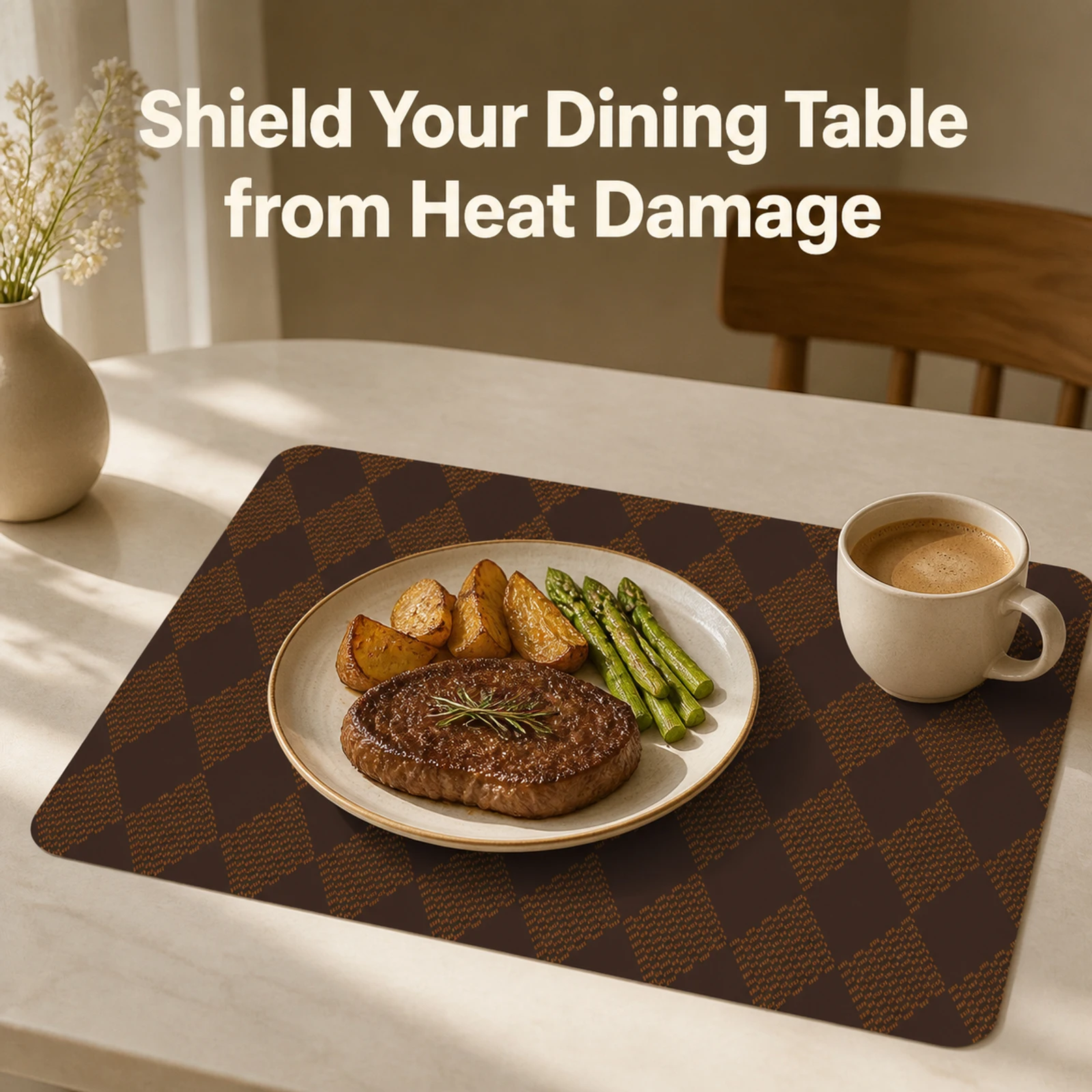 Luxury Silicone Leather Table Mat Waterproof Oil Resistant Dining Placemat Heat Resistant Kitchen Desk Protector Easy Washable P