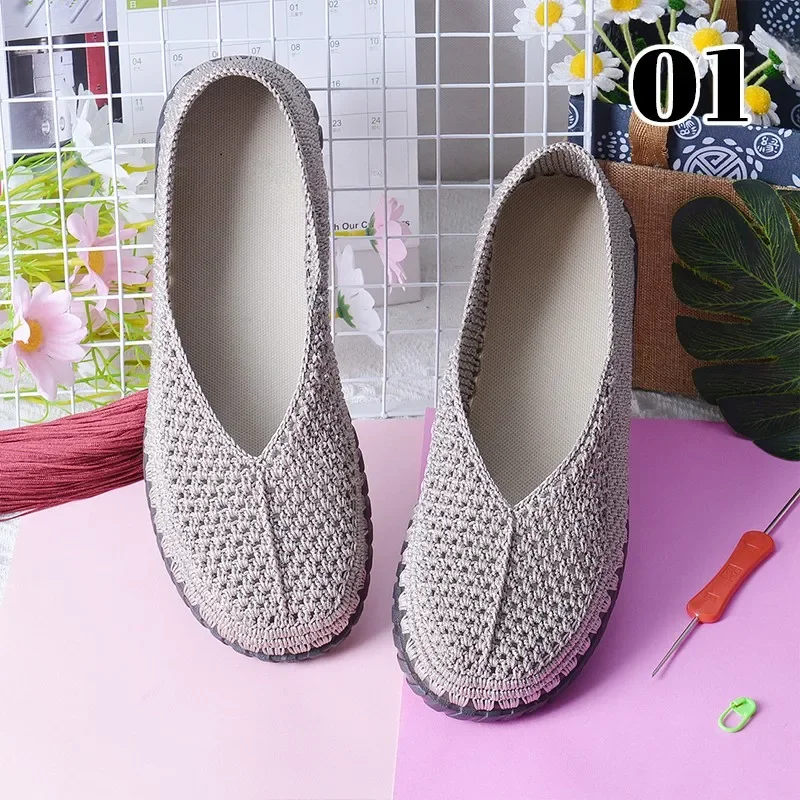 Handwoven DIY Shoes Crocheted Material Summer Cool DIY Hook Rubber Sole+3 Bundles of Thread Hand-woven Shoes Material New view 5