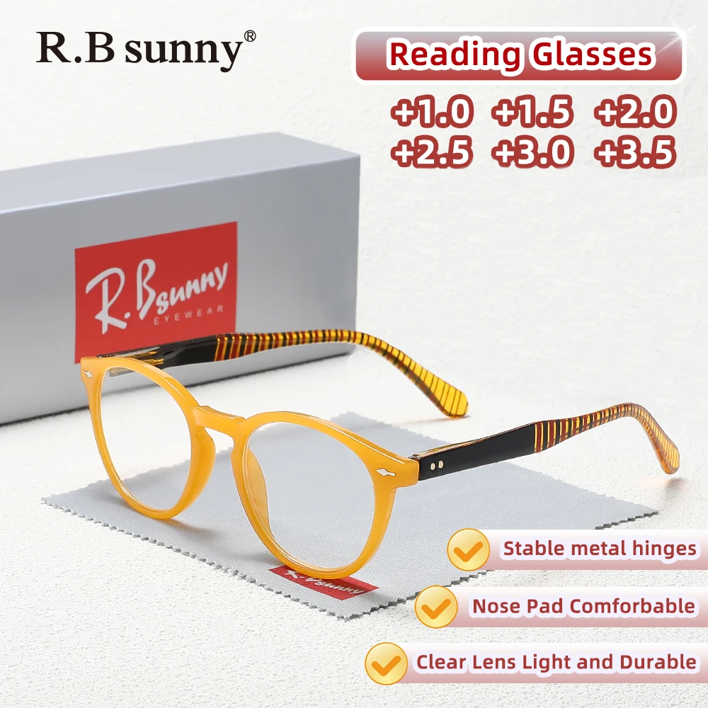 نظارات للقراءة إطار دائري الضوء الأزرق حجب طول النظر الشيخوخي نظارات مد البصر نظارات القارئ + 1.0 + 1.5 + 2.0 + 2.5 + 3.0 + 3.5 #2