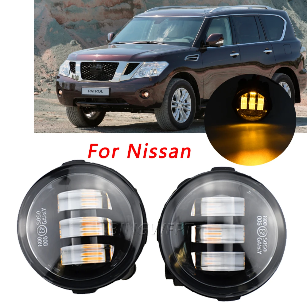 LED Fog Lamp Assembly With DRL Daytime Running Light Front Bumper Driving Lamp For Nissan Patrol Y62 2010‑2015 Car Accessories