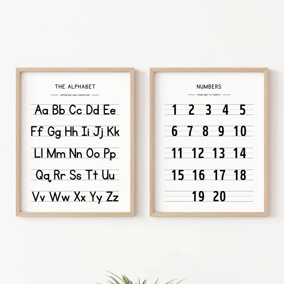 Color Alphanumeric Canvas Painting Cute Poster HD Printing Kindergarten Wall Art Picture Children's Room Living Room Decoration