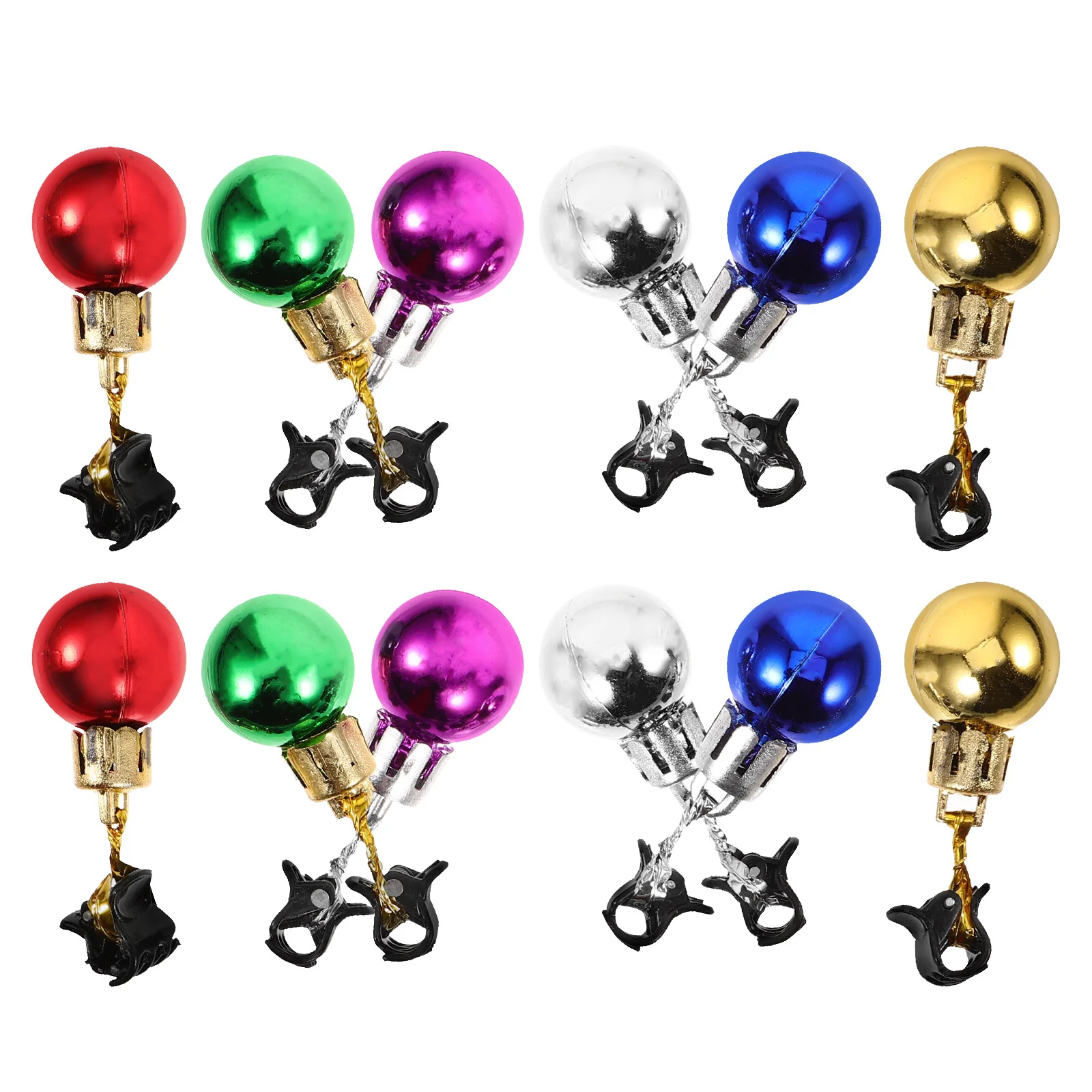 12Pcs Christmas Beard Bead Bell Charms Bulk DIY Hair Beard Clips Colorful Durable Reusable Christmas Costume Accessories