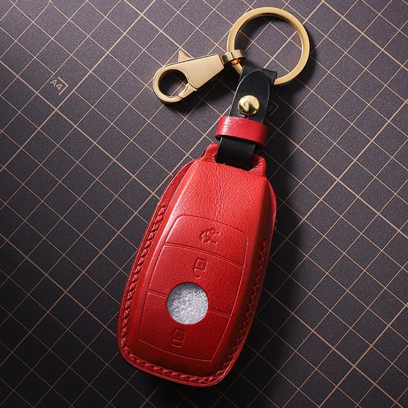 

Leather Car Key Case for Benz C260L E300 S G50 A18 Key Cover Car Styling Handmade Leather Key Cover for AUDI