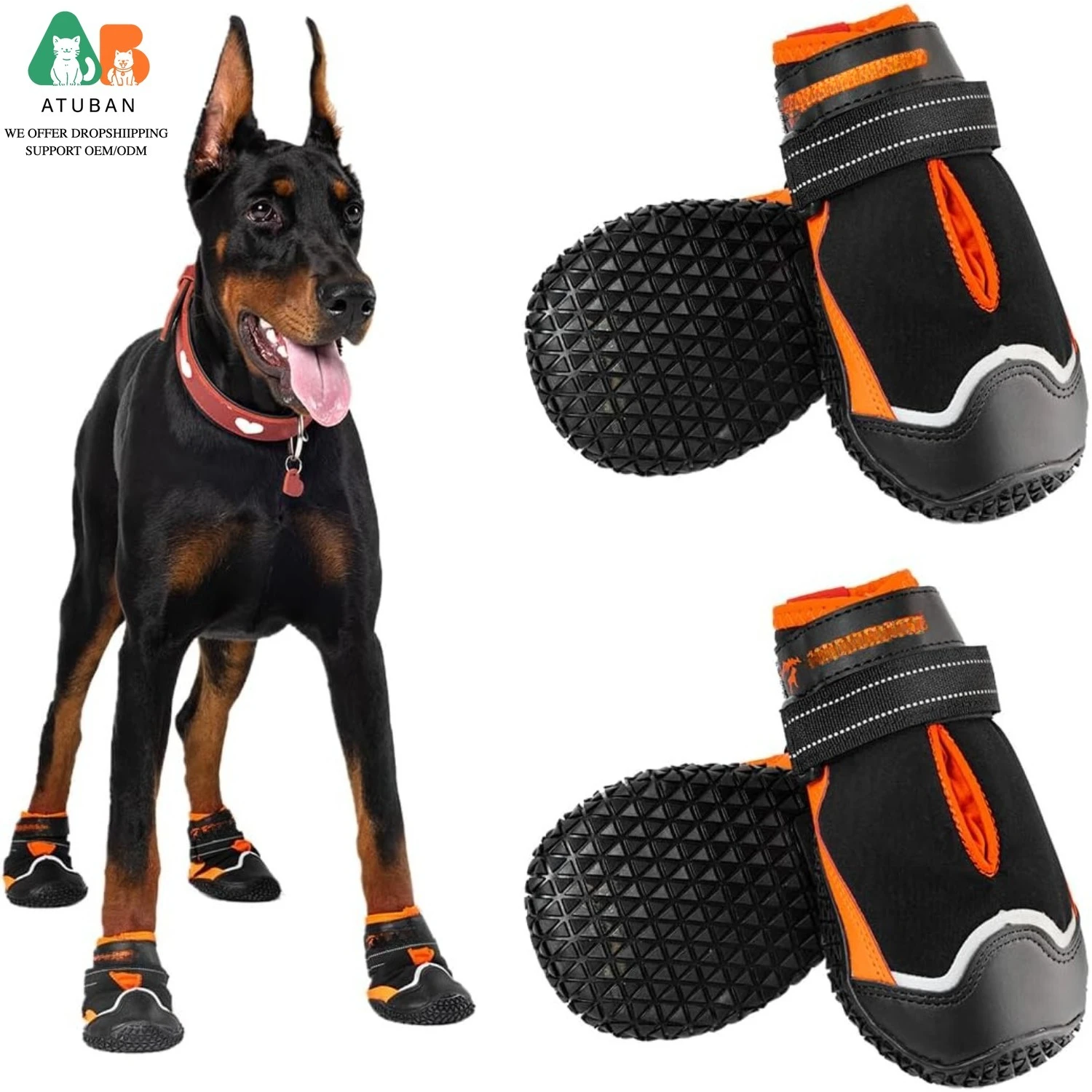 

ATUBAN Dog Shoes for Dogs,Waterproof Dog Booties for Hot Pavement Winter Snow,Boots Paw Protector for Outdoor Walking Hiking