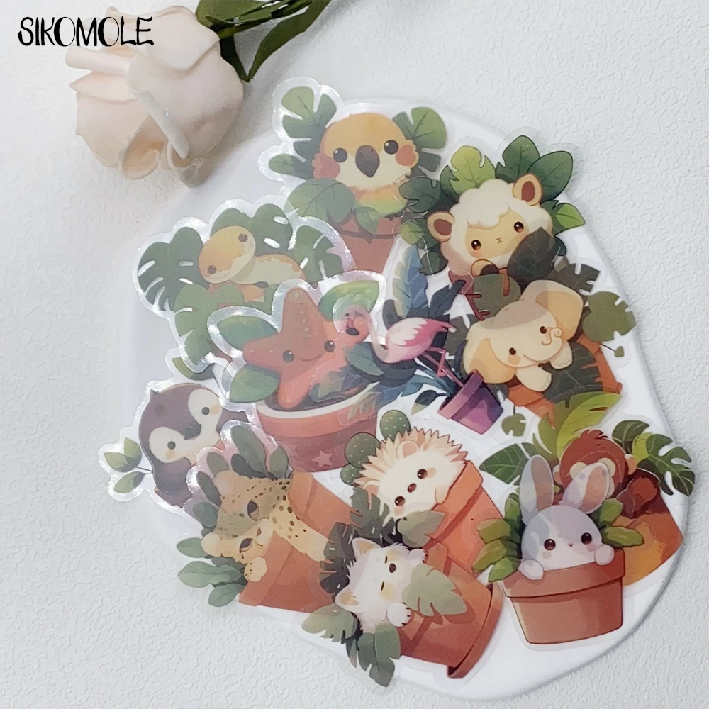 50 pezzi simpatico animale pianta in vaso adesivi graffiti trasparenti libro INS diario fai da te conti decorativi laptop skateboard adesivo