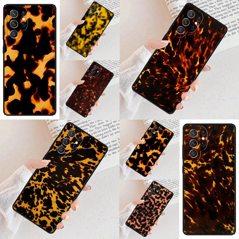 Tortoise Pattern Tortoiseshell Phone Case For Samsung Galaxy S24 S23 S22 S21 Ultra S10 Note 10 Pro S20 Plus FE S9 S8 Cover