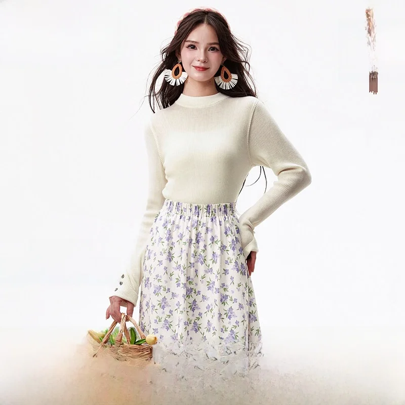 9Mei Women's Long Sve Crew Ne Pure Color Sweater High Elastici Winter 2025 Faion Casual Comfortable Knitwear