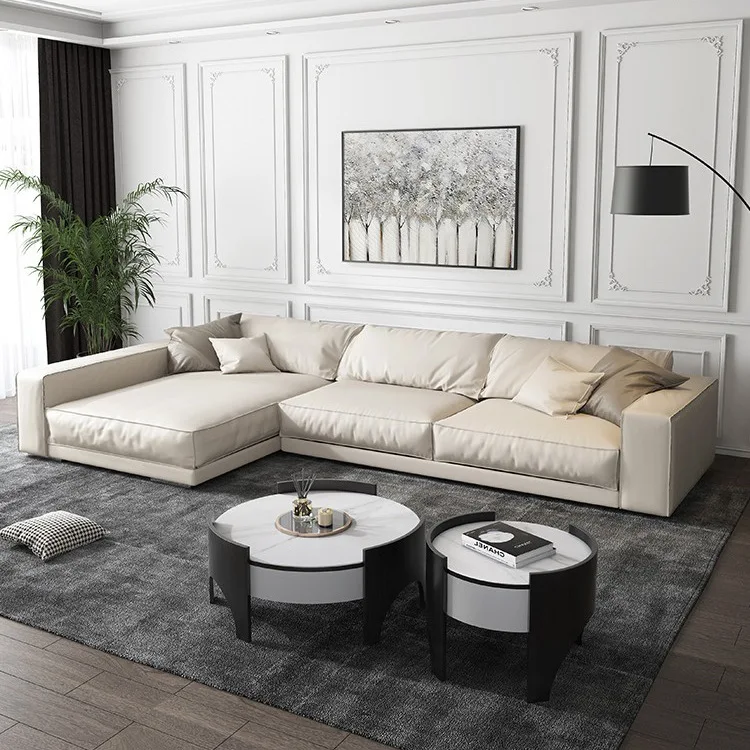 Nordic simple living room down backrest latex tofu block technology cloth sofa furniture solid wood combination sofa