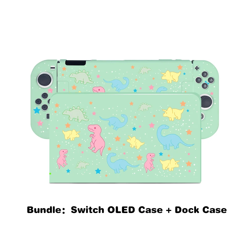 Kawaii bonito pastel roxo dinossauro funda nintendo switch oled caso acoplável escudo protetor tpu para controlador de interruptor joy-con