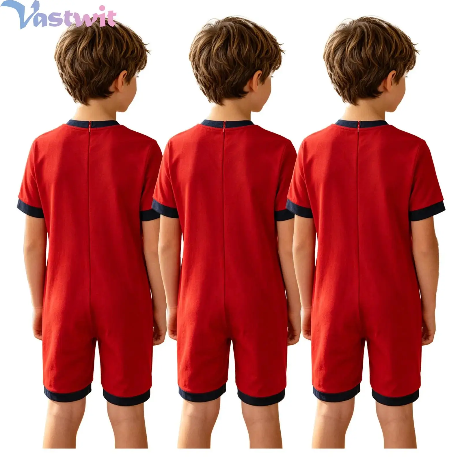 3pcs Kids Boys Girls Special Needs Rompers Adaptive Clothing back Invisible Zipper Romper Thigh Length Jumpsuit with Pocket