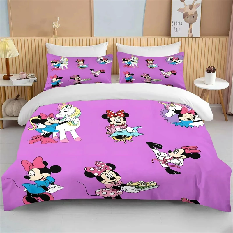 Copripiumino Topolino Minnie Set da tre pezzi in due pezzi Adatto King Size Federa full size Copripiumino cucito