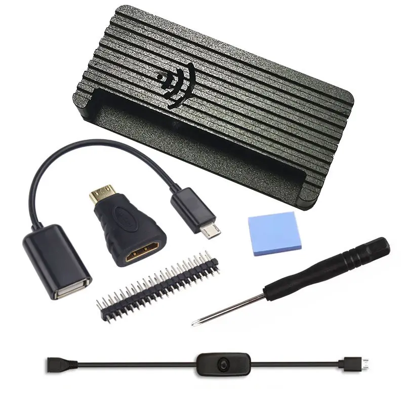 Raspberry Pie Zero WH/2W Universal Aluminum Radiator Metal Protective Shell Passive Heat Dissipation with Silicone Heat Transfer