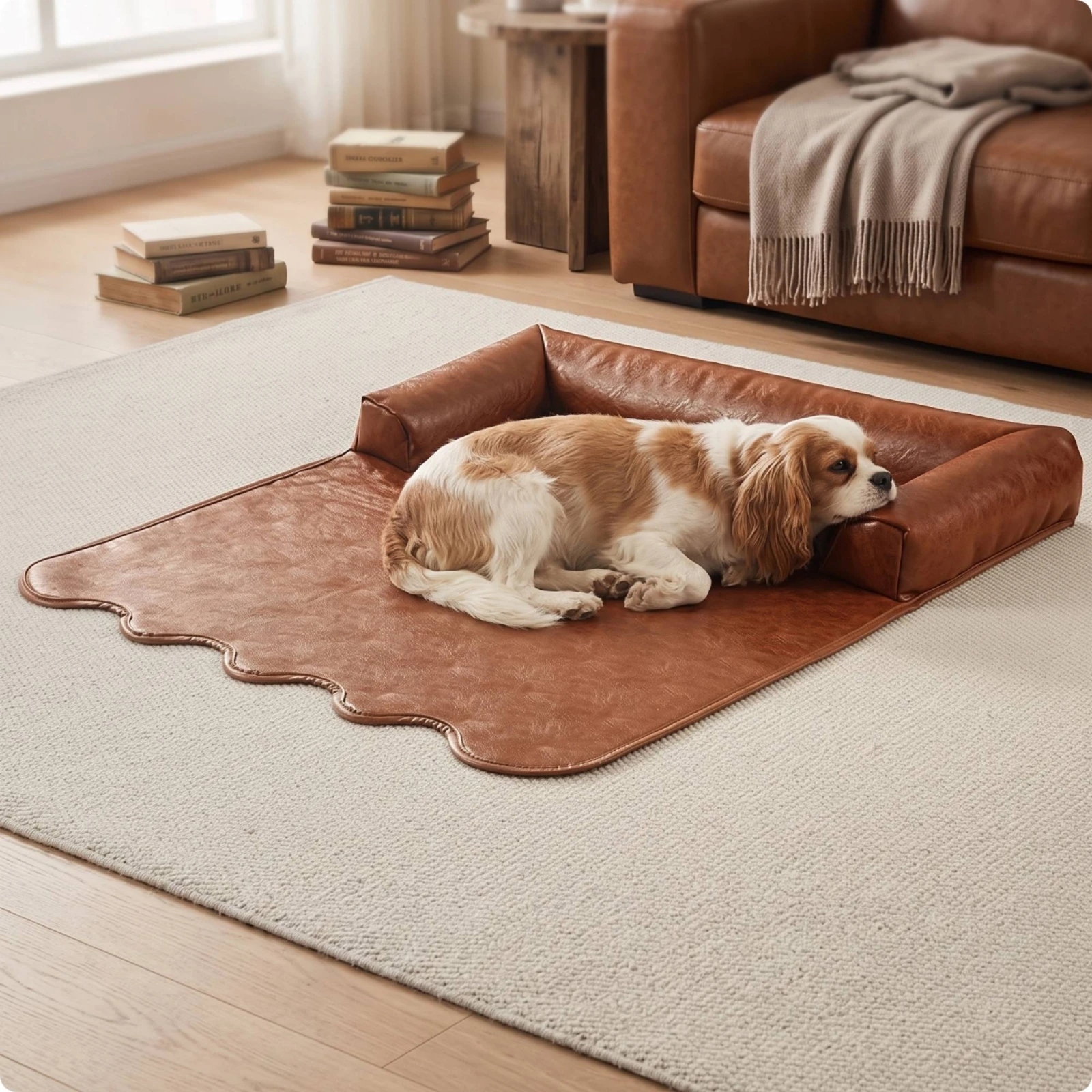 Pet Sleeping Mat Long-Lasting Dog Mat with Raised Edge Dog Bed with Raised Edge Comfortable Washable for Dogs, Couch, Floor
