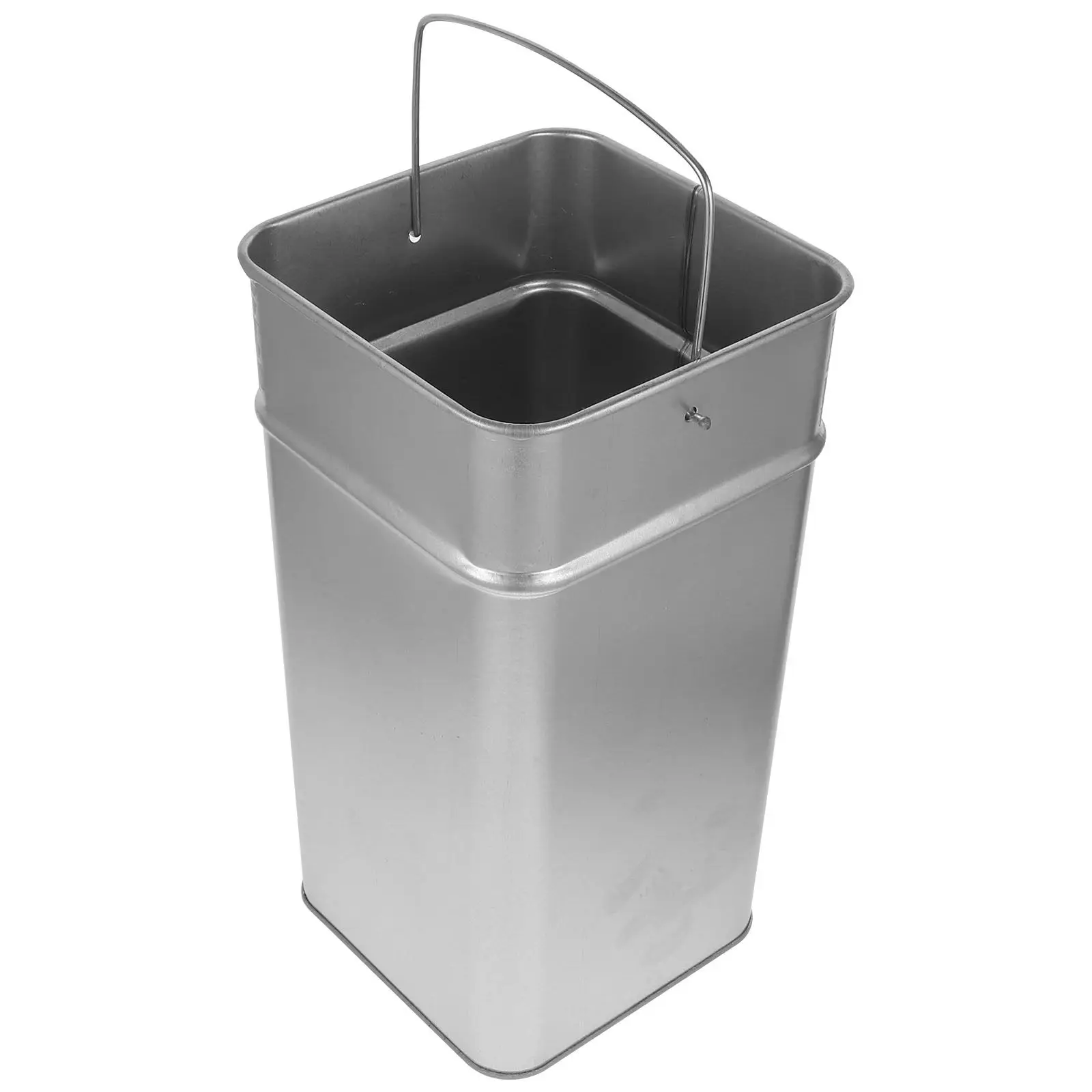 Outdoor Galvanized Iron Trash Can Inside Bucket Metal Garbage Container Portable Handle Large Capacity Rust-Resistant