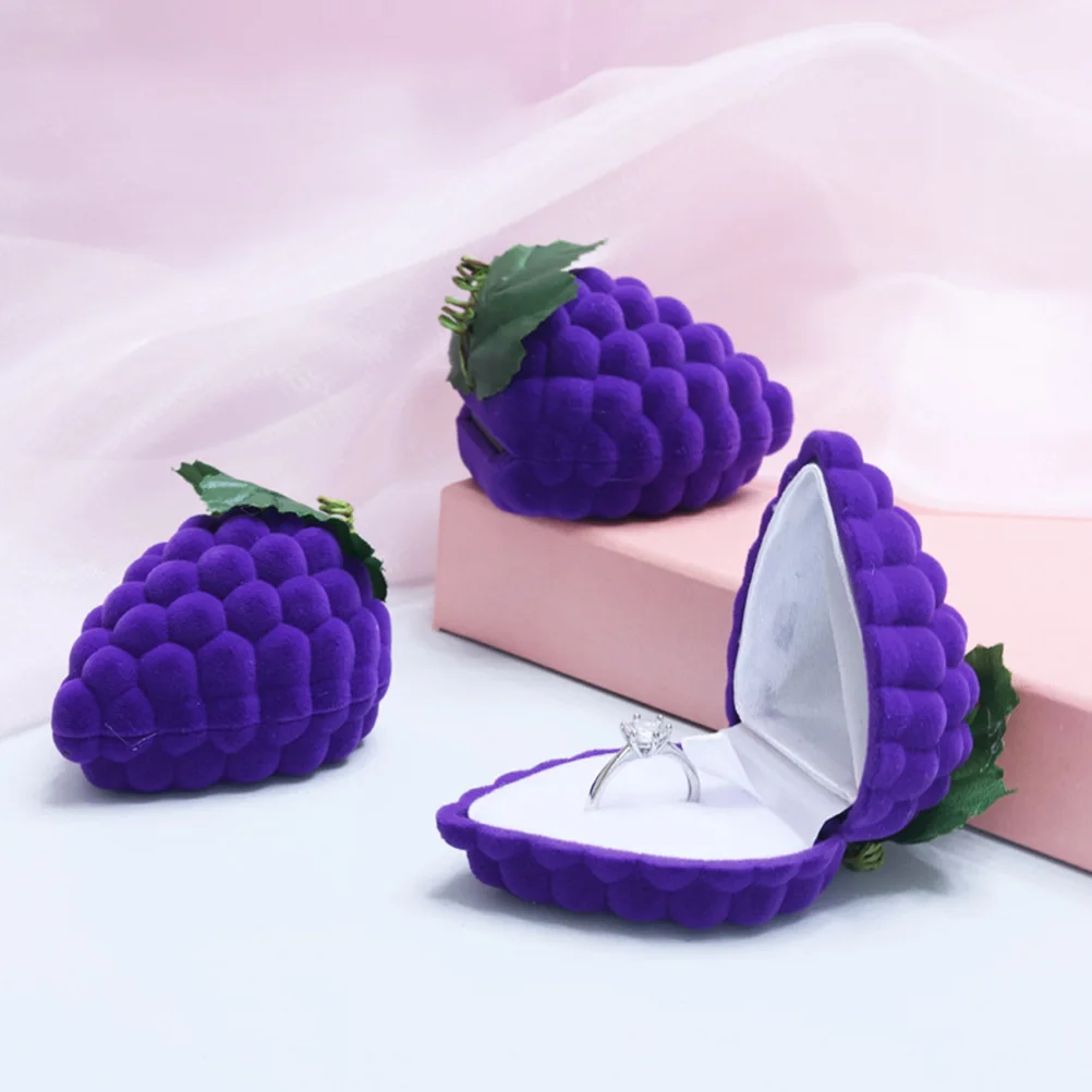 

Grape Jewelry Box Fruit Shaped Ring Case Storage Plastic Embryo Wedding Travel Container ganizer Gift Packaging Display Tool