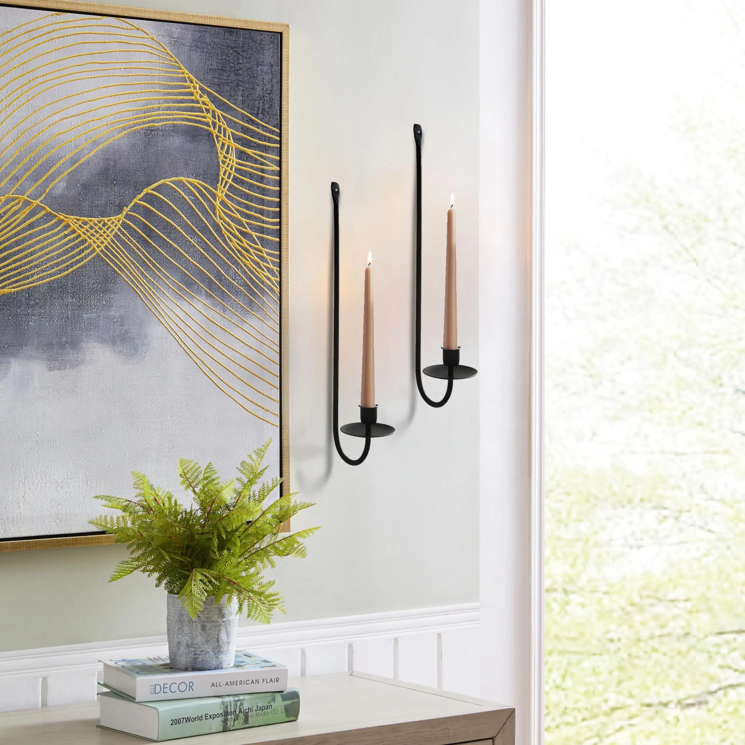 Metal wall Candle holder 2-piece wall mounted candle holder Modern wall candle wall lamp hanging living room farmhouse fireplace