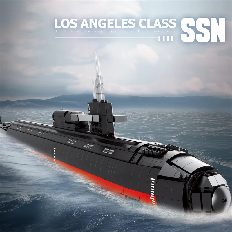 

2723 шт. SSN-688 подводная лодка, строительный блок, темно-синий, быстрая атака на ядер, подводные лодки, модель кирпича, настольный декор, игрушки «сделай сам» для детей