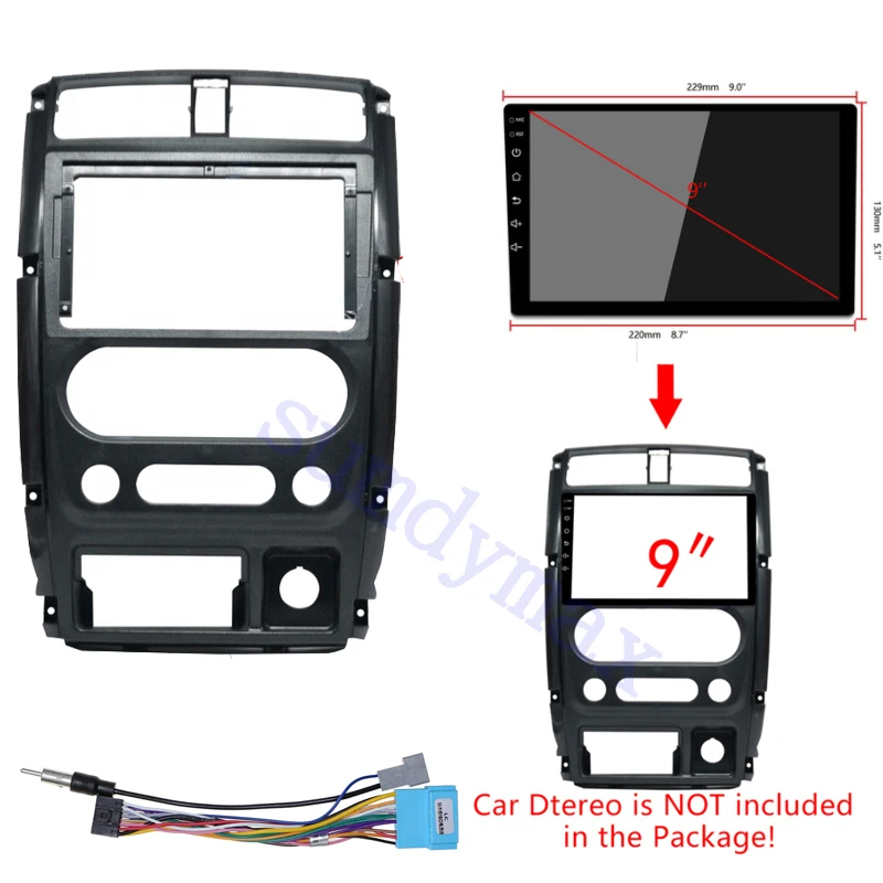 

9inch Car Radio Fascia For Suzuki Jimny 2007-2016 big screen 2 Din android Car Radio Fascia frame with cable