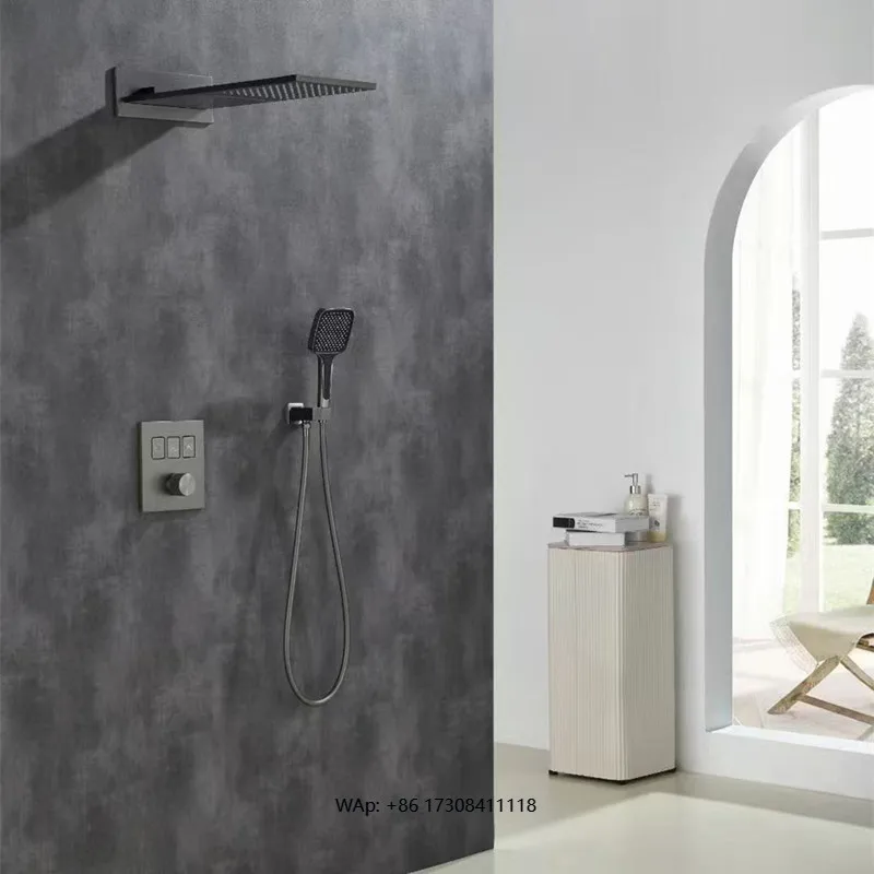 

Bathroom Brass Shower Hot and Cold Shower Mixer in Wall Mounted Rain Concealed Shower Set