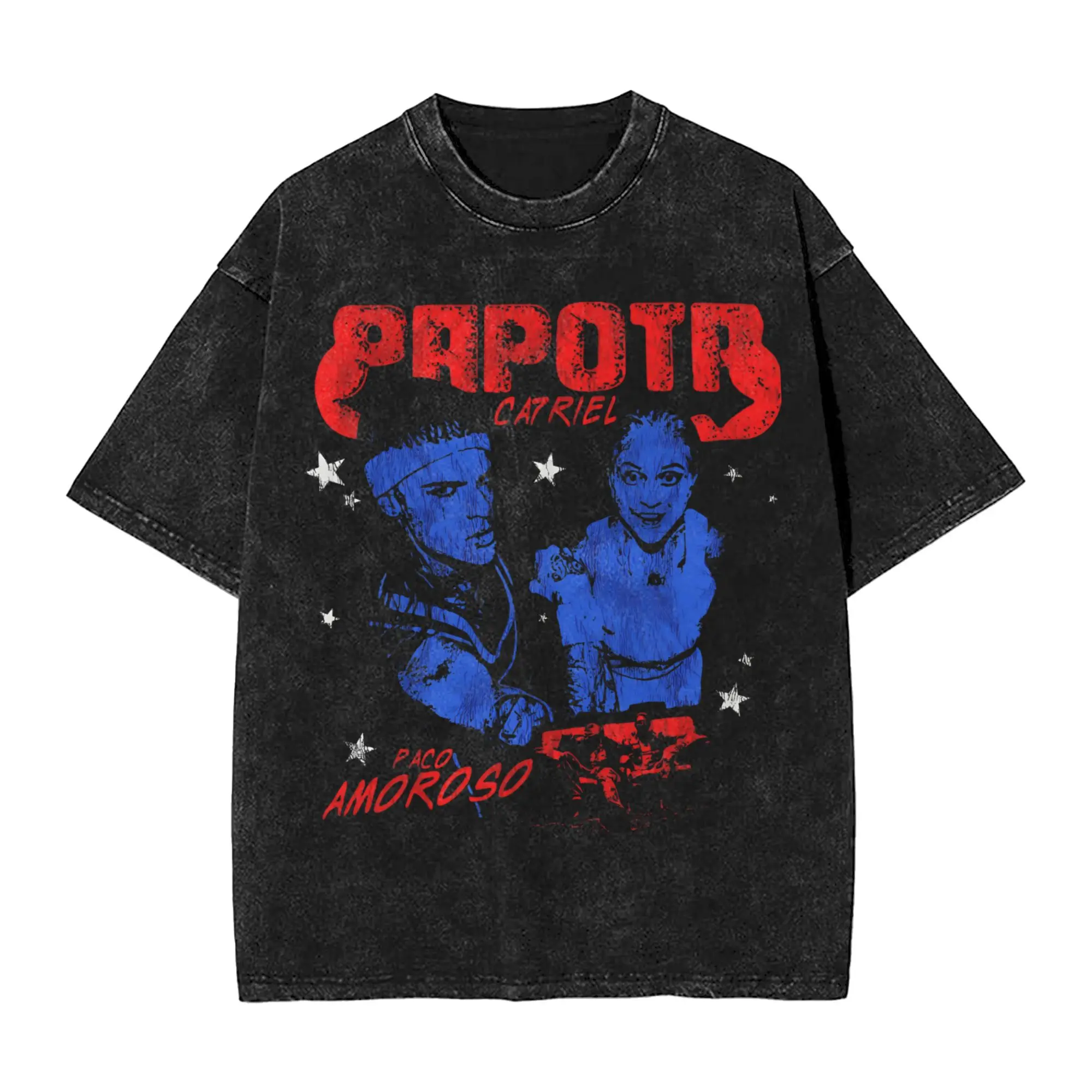 

CA7RIEL & Paco Amoroso Papota Tour Merch Washed футболка для мужчин и женщин уличная футболка в стиле хип-хоп летние футболки с коротким рукавом