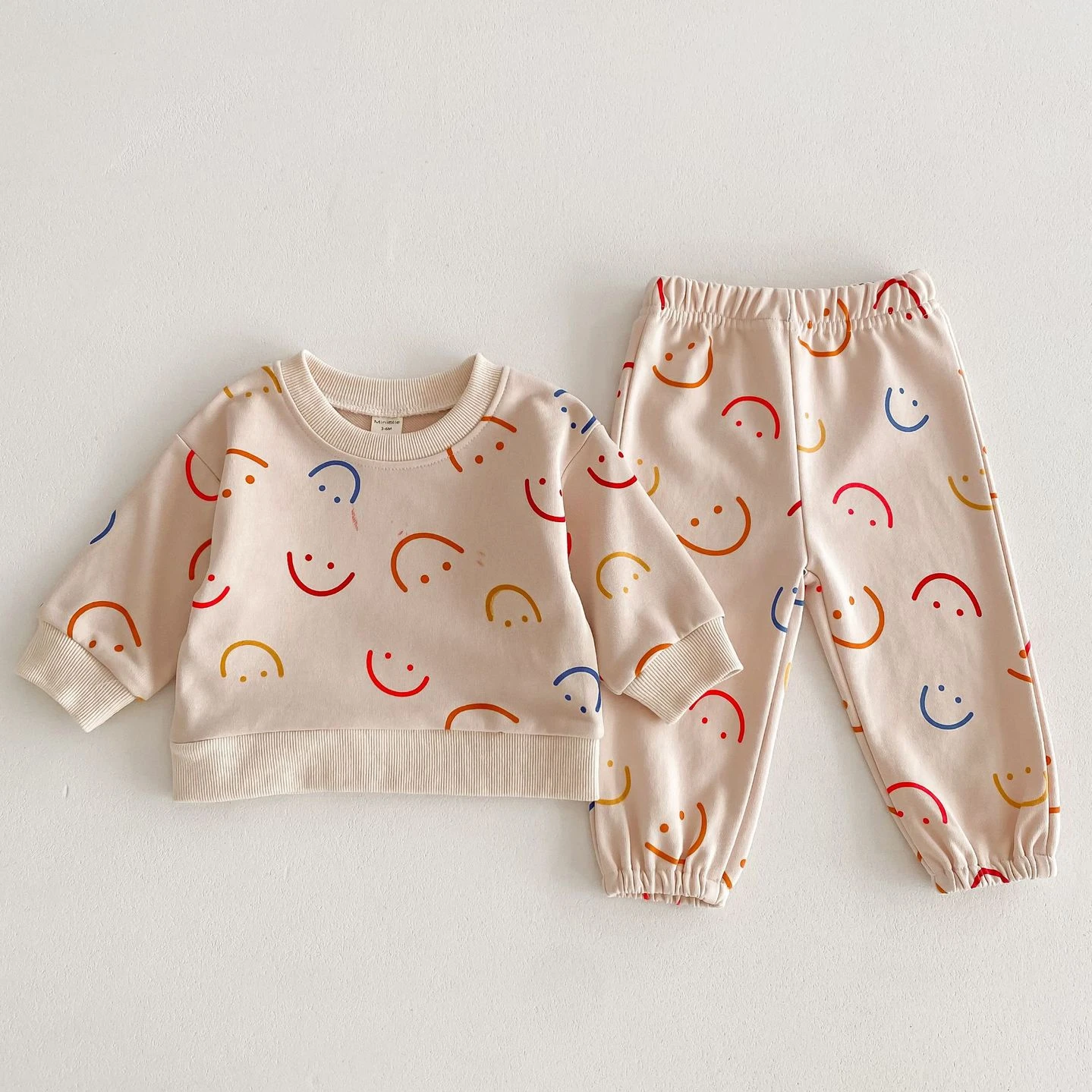 Korean Baby Clothing Set 2024 Spring and Autumn Boy's Suit Cute Print Sweater+Pants 0-4Year Girl's Two-piece Suit.