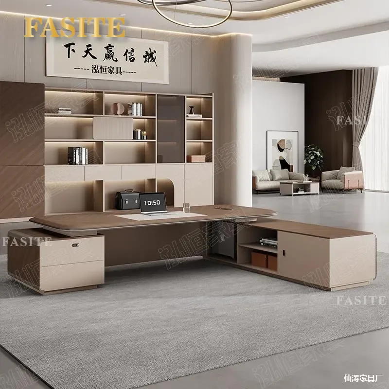 For High-end Blister Light Luxury Executive Office Table and Chair Combination Manager President Room Furniture