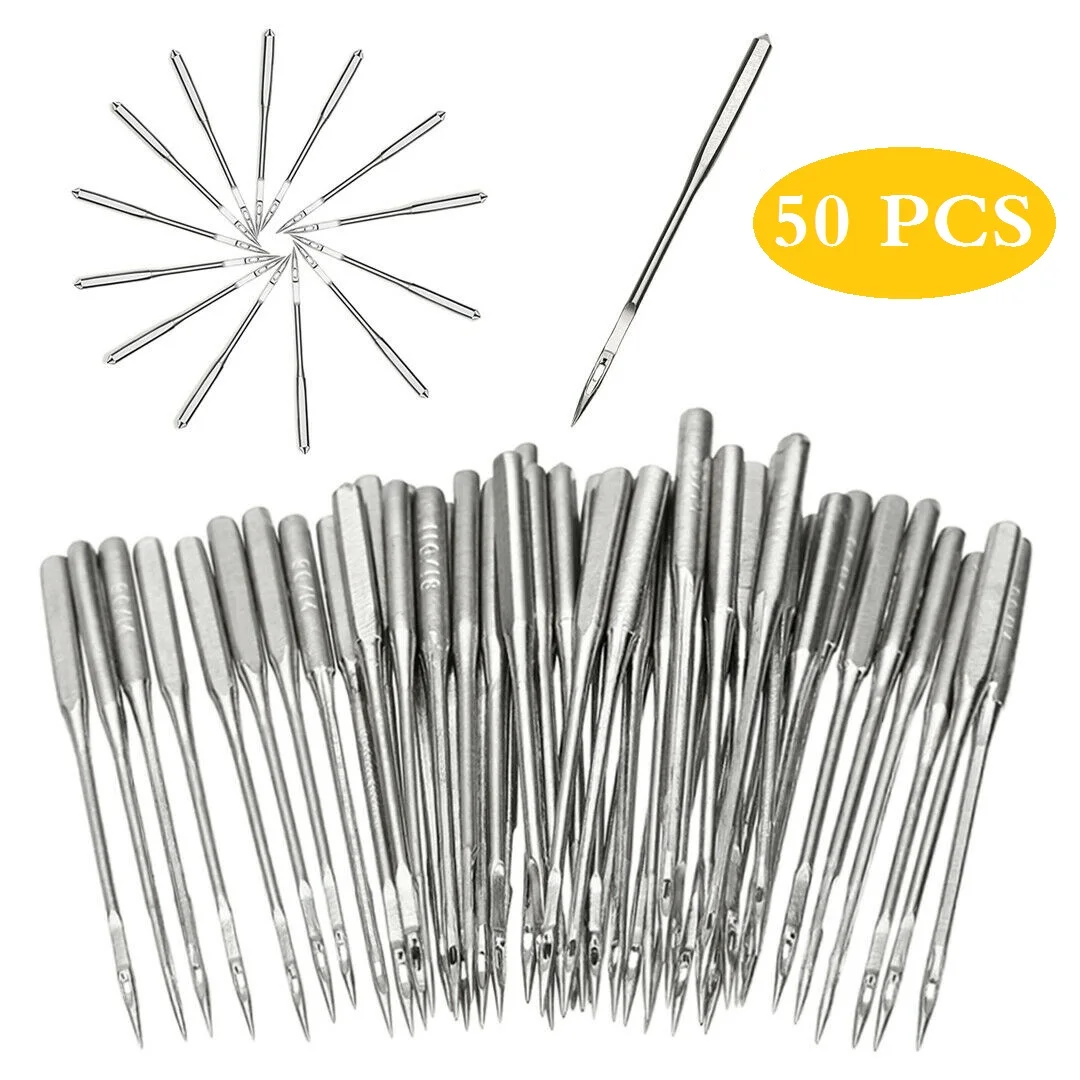 50PCS Home Sewing Machine Needles Sharp Universal Regular Point 11/75 12/80 14/90 16/100 18/110 DIY Sewing Machine Accessories